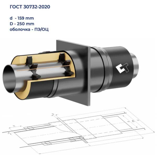 Опора неподвижная 159/250-ППУ-ПЭ