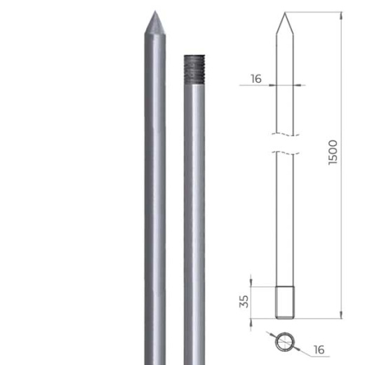 Стержень заземления с заострением 16X1500