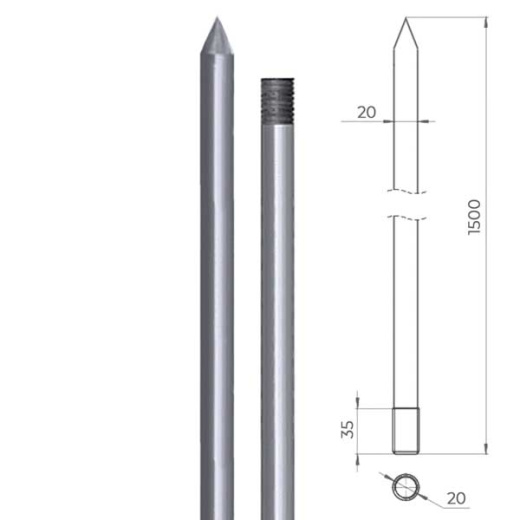 Стержень заземления с заострением 20X1500