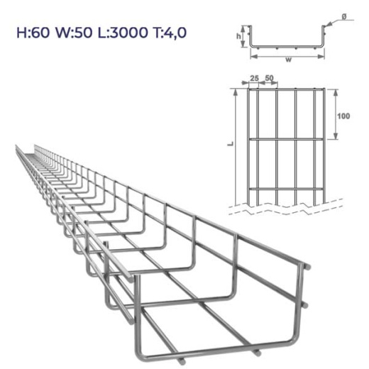 Проволочный лоток 50x60x3000
