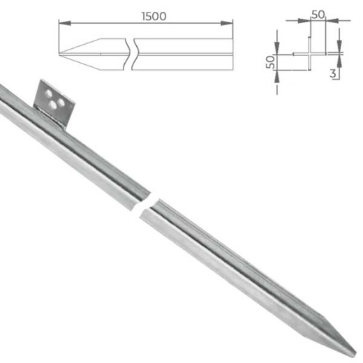 Стержень заземления профильный с пластиной 50X50X3X1500
