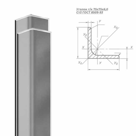 Уголок ст. г/к 75х75х6 Ст3