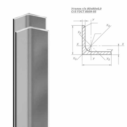 Уголок ст. г/к 80х80х6 Ст3