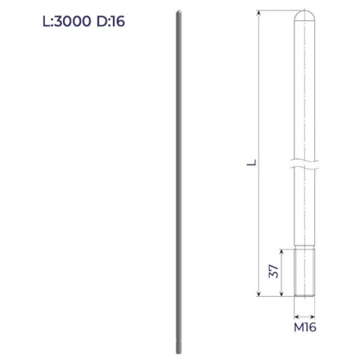 Молниеприёмный стержень 3 м алюминиевый